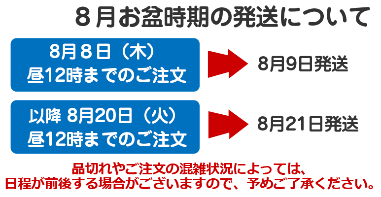 ８月お盆期間の発送について